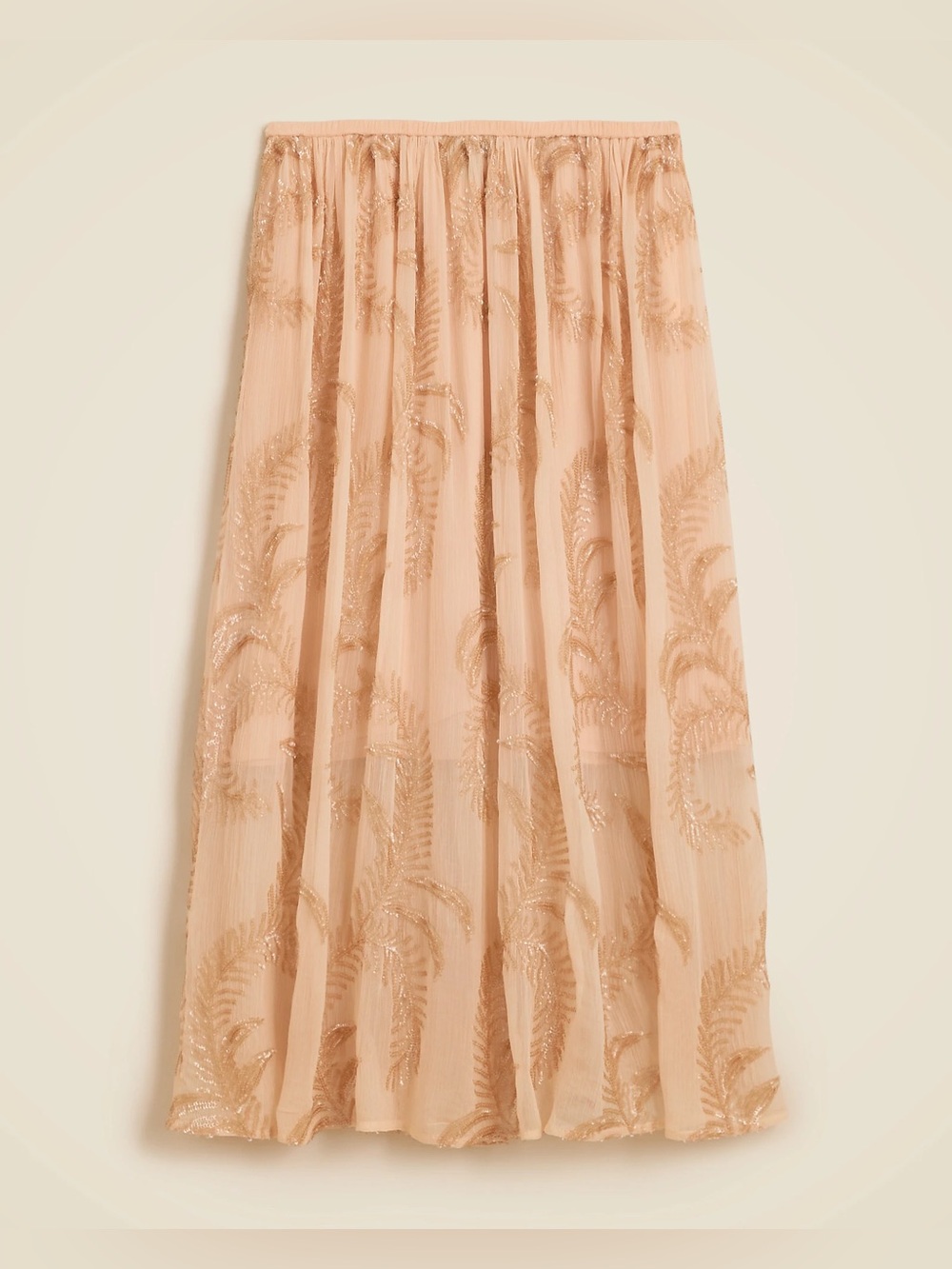 Crew Collection beaded skirt in crinkle chiffon with gold sequins size S NWT